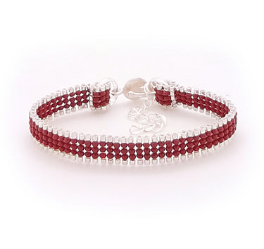 Brazalete Telar Plata Mini Liso Rojo